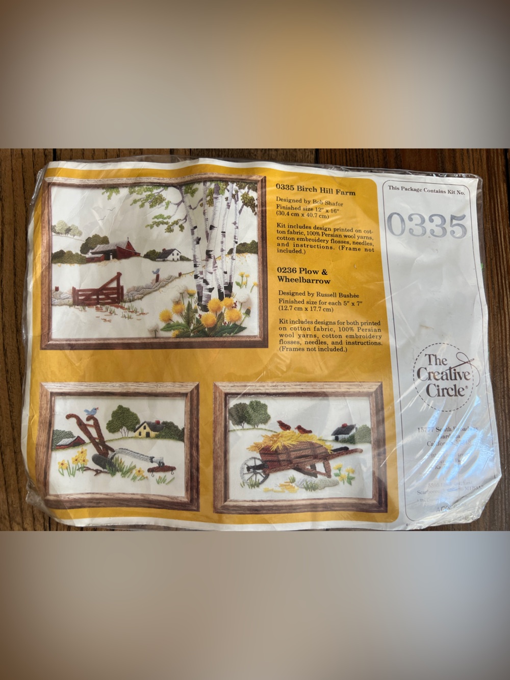 THE CREATIVE CIRCLE • vintage Birch Hill Farm 0335 embroidery kit wool Farmhouse